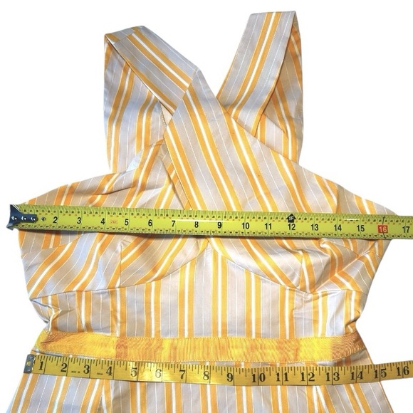 $178 Anthropologie Vintage Cross Front Sun Dress 8 Medium Yellow HD in Paris NWT - Picture 9 of 14